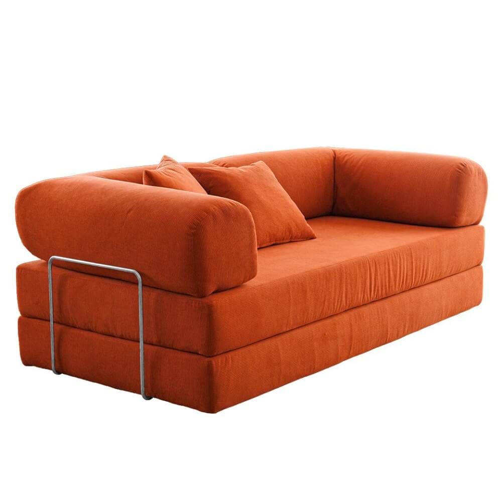 โซฟาเบด RENITA HOME รุ่น LEKO 200X100CM. ผ้าลูกฟูกลอนใหญ่ สีส้มอิฐ (608-09)_0